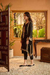 DA-1615 BLACK EMBROIDERED KURTA